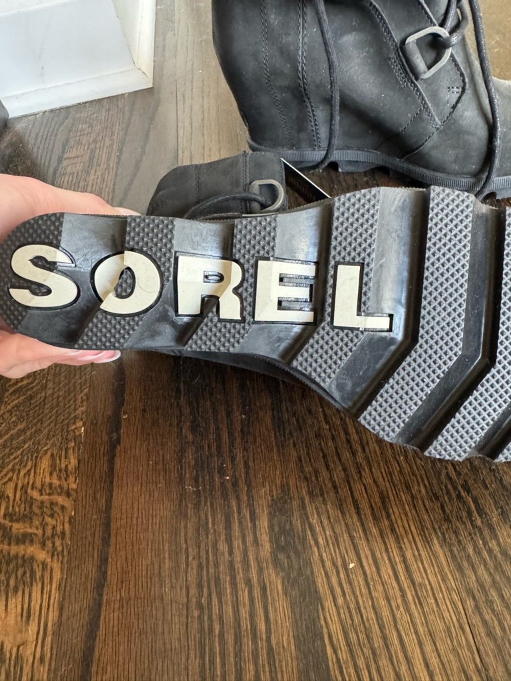 Sorel Black Lace-Up Waterproof Wedge Boots - Picture 3 of 5